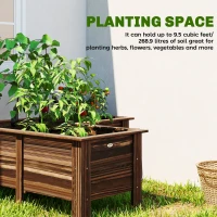 Outsunny Raised Garden Bed, Wooden Elevated Planter Box Outdoor with Legs, for Vegetables, Flowers, Herbs, L-shaped, Carbonized(m-5)