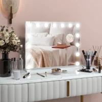 HOMCOM Hollywood Makeup Mirror with Lights, 3 Lighting Modes, USB Charging Port, Tabletop or Wall Mounted, White(m-10)