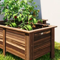 Outsunny Raised Garden Bed, Wooden Elevated Planter Box Outdoor with Legs, for Vegetables, Flowers, Herbs, L-shaped, Carbonized(m-9)