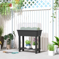 Outsunny 41L Self Watering Raised Garden Bed w/ Ventilation Transparent Lid Greenhouse, Planter Box w/ Storage Shelf, Black(m-10)