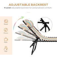 Outsunny 2pcs Folding Lounge Chair, Adjustable Chaise Lounge with Headrest, Reclining Lounger Cot for Camping, Multi-colored(m-4)