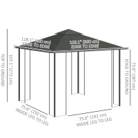 Outsunny 10'x10' Soft-top Steel Patio Gazebo Outdoor Sun Shelter with 2-Tier Polyester Roof, Curtain Sidewalls, Light Grey(m-3)