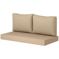 Outsunny Outdoor Seat Cushions with Backrest, Loveseat Double Sofa Outdoor Furniture Cushions, Beige(m-2)
