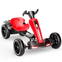 12V Electric Kids Go-Kart with 4.5Ah Battery and Adjustable Seat, Foldable Ride-On with Music & Flashing Lights, 38" L x 22.5" W x 19.5" H, Red(m-13)