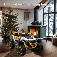 12V 2-Seater Kids Electric UTV Ride-On with Remote Control, Electric Go-Kart with Music & Flashlights, 45.5" L x 28.5" W x 24.5" H, Yellow+White(m-6)
