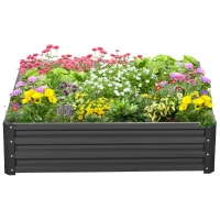 Outsunny 4' x 4' x 1' Raised Garden Bed Galvanized Steel Planter Box for Vegetables, Flowers, Herbs, Grey(m-11)