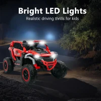 12V 2-Seater Kids Electric UTV Ride-On with Parental Remote Control, Electric Go-Kart with Music & Flashlights, 45.5" L x 28.5" W x 24.5" H, Red(m-7)