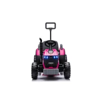 12V Kids Electric Ride-On Tractor with Bluetooth Music, 2-in-1 Tilting Trailer Bulldozer with Remote Control, 56.5" L x 19.5" W x 35" H, Magenta(m-2)