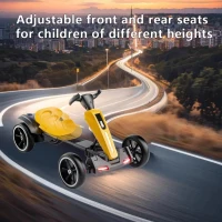12V Electric Kids Go-Kart with 4.5Ah Battery and Adjustable Seat, Foldable Ride-On with Music & Flashing Lights, 38" L x 22.5" W x 19.5" H, Yellow(m-5)