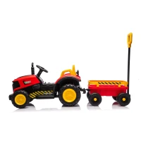 12V Kids Electric Ride-On Tractor with Bluetooth Music, 2-in-1 Tilting Trailer Bulldozer with Remote Control, 56.5" L x 19.5" W x 35" H, Red(m-11)