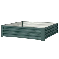 Outsunny 4' x 4' x 1' Raised Garden Bed Galvanized Steel Planter Box for Vegetables, Flowers, Herbs, Green(m-12)