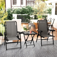 Outsunny 3 Pieces Patio Bistro Set, Outdoor Folding Table and Chairs Set, Metal Patio Furniture Set with Cup Holders
