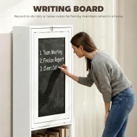 HOMCOM Fold-out Convertible Office Desk, Wall Mount Computer Desk with Blackboard and Side Shelf, White(m-6)