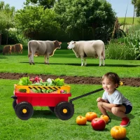 12V Kids Electric Ride-On Tractor with Bluetooth Music, 2-in-1 Tilting Trailer Bulldozer with Remote Control, 56.5" L x 19.5" W x 35" H, Red(m-9)