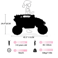 12V 2-Seater Kids Electric UTV Ride-On with Parental Remote Control, Electric Go-Kart with Music & Flashlights, 45.5" L x 28.5" W x 24.5" H, Red(m-4)