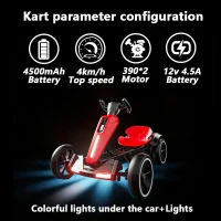 12V Electric Kids Go-Kart with 4.5Ah Battery and Adjustable Seat, Foldable Ride-On with Music & Flashing Lights, 38" L x 22.5" W x 19.5" H, Red(m-7)