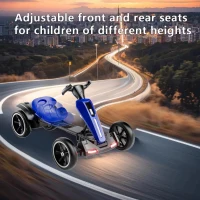 12V Electric Kids Go-Kart with 4.5Ah Battery and Adjustable Seat, Foldable Ride-On with Music & Flashing Lights, 38" L x 22.5" W x 18.5" H, Blue(m-6)