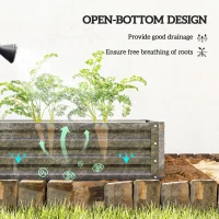 Outsunny 4' x 4' x 1' Raised Garden Bed Galvanized Steel Planter Box for Vegetables, Flowers, Herbs, Light Grey(m-6)