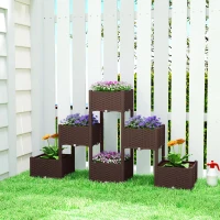 Outsunny Plastic Raised Garden Bed with Legs, Self Watering Elevated Planter Boxes with Drainage Holes and Plugs(m-10)
