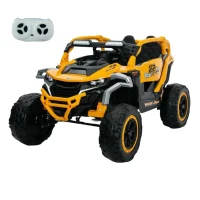 12V 2-Seater Kids Electric UTV Ride-On with Remote Control, Electric Go-Kart with Music & Flashlights, 45.5" L x 28.5" W x 24.5" H, Yellow+Black(m-12)