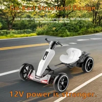 12V Electric Kids Go-Kart with 4.5Ah Battery and Adjustable Seat, Foldable Ride-On with Music & Flashing Lights, 38" L x 22.5" W x 19.5" H, White(m-4)