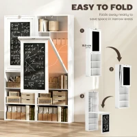 HOMCOM Fold-out Convertible Office Desk, Wall Mount Computer Desk with Blackboard and Side Shelf, White(m-4)