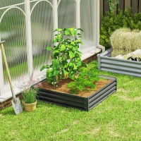 Outsunny 4' x 4' x 1' Raised Garden Bed Galvanized Steel Planter Box for Vegetables, Flowers, Herbs, Light Grey(m-9)