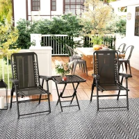Outsunny 3 Pieces Patio Bistro Set, Outdoor Folding Table and Chairs Set, Metal Patio Furniture Set with Cup Holders(m-1)