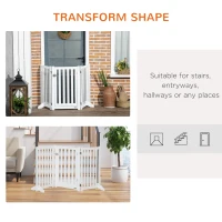 PawHut 31.5"H Foldable Dog Gate with Door, 3 Panels Freestanding Pet Gate Barriers Indoor with Support Feet, Puppy Fence for Small Medium Dogs, White(m-5)