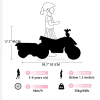 6V Battery-Powered Kids Electric ATV Ride-On with Headlights and MP3/USB, Electric Go-Kart with PP Tires, 40" L x 17.5" W x 17.5" H, Red(m-4)