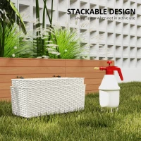 Outsunny 2 Pack 20 Inch Hanging Flower Pots, Railing Planter Box for Fence, Garden, Rattan Look, White(m-5)