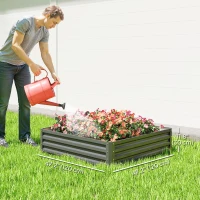 Outsunny 4' x 4' x 1' Raised Garden Bed Galvanized Steel Planter Box for Vegetables, Flowers, Herbs, Light Grey(m-3)