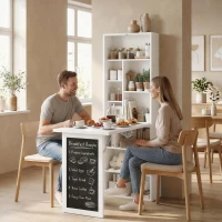 HOMCOM Fold-out Convertible Office Desk, Wall Mount Computer Desk with Blackboard and Side Shelf, White(m-10)