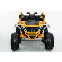 12V 2-Seater Kids Electric UTV Ride-On with Remote Control, Electric Go-Kart with Music & Flashlights, 45.5" L x 28.5" W x 24.5" H, Yellow+Black(m-1)