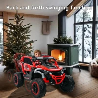 12V 2-Seater Kids Electric UTV Ride-On with Parental Remote Control, Electric Go-Kart with Music & Flashlights, 45.5" L x 28.5" W x 24.5" H, Red(m-6)