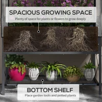 Outsunny Raised Garden Bed with Cover, Metal Elevated Planter Box with Bottom Shelf and Liner, Black(m-5)