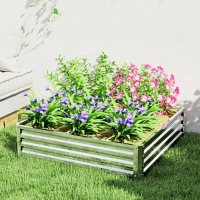 Outsunny 4' x 4' x 1' Raised Garden Bed Galvanized Steel Planter Box for Vegetables, Flowers, Herbs, Silver(m-8)