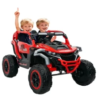 12V 2-Seater Kids Electric UTV Ride-On with Parental Remote Control, Electric Go-Kart with Music & Flashlights, 45.5" L x 28.5" W x 24.5" H, Red(m-12)