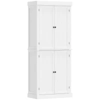 HOMCOM 72.5" Freestanding Kitchen Pantry Cabinet with 4 Doors, White(m-2)
