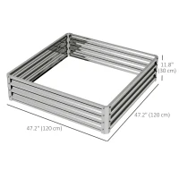 Outsunny 4' x 4' x 1' Raised Garden Bed Galvanized Steel Planter Box for Vegetables, Flowers, Herbs, Silver(m-3)