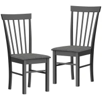 HOMCOM Wooden Dining Chairs Set of 2, Farmhouse Upholstered Kitchen Chairs with Rubber Wood Frame, Black and Gray(m-11)