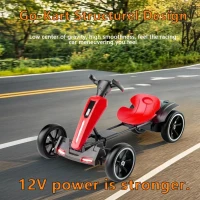 12V Electric Kids Go-Kart with 4.5Ah Battery and Adjustable Seat, Foldable Ride-On with Music & Flashing Lights, 38" L x 22.5" W x 19.5" H, Red(m-4)