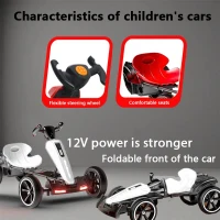 12V Electric Kids Go-Kart with 4.5Ah Battery and Adjustable Seat, Foldable Ride-On with Music & Flashing Lights, 38" L x 22.5" W x 19.5" H, White(m-10)