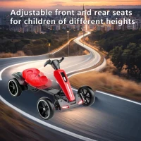 12V Electric Kids Go-Kart with 4.5Ah Battery and Adjustable Seat, Foldable Ride-On with Music & Flashing Lights, 38" L x 22.5" W x 19.5" H, Red(m-6)
