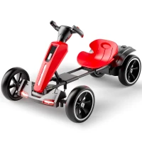 12V Electric Kids Go-Kart with 4.5Ah Battery and Adjustable Seat, Foldable Ride-On with Music & Flashing Lights, 38" L x 22.5" W x 19.5" H, Red(m-12)