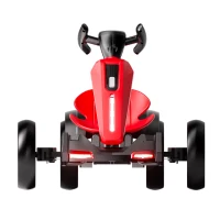 12V Electric Pedal Go-Kart for Kids with Adjustable High-Back Seat, Ride-On Truck with Music/Flashing Lights, 38'' L x 22.5'' W x 19.5'' H, Red(m-2)