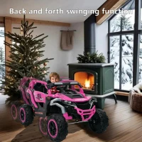 12V 2-Seater Kids Electric UTV Ride-On with Remote Control, Electric Go-Kart with Music & Flashlights, 45.5" L x 28.5" W x 24.5" H, Magenta(m-7)