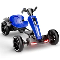 12V Electric Kids Go-Kart with 4.5Ah Battery and Adjustable Seat, Foldable Ride-On with Music & Flashing Lights, 38" L x 22.5" W x 18.5" H, Blue(m-13)