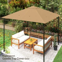 Outsunny 10' x 10' Square Gazebo Canopy Replacement UV Protected Top Cover Sun Shade Beige(m-7)