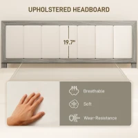 HOMCOM Queen Bed Frame with Headboard Queen Platform Bed Frame with Wooden Slats No Box Spring Needed Easy Assembly Gray(m-4)